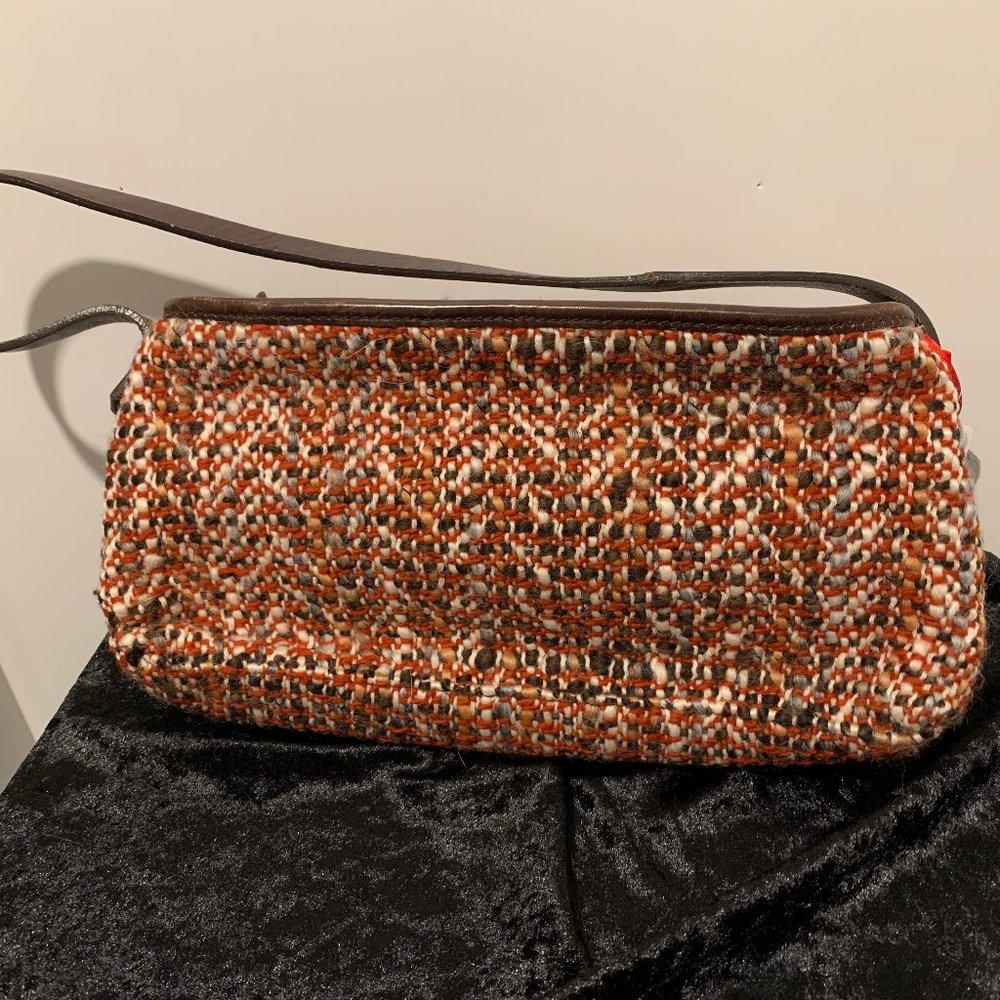 Banana Republic Retro Tweed and Leather Purse with Interior Pocket